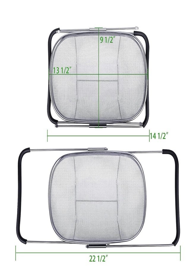 KRIVAZ Over The Sink Colander Strainer Basket Stainless Steel, for Kitchen Sink with Rubber Grip, Fine Mesh Stainless Steel, Large, Expandable Metal Strainer - Image 2