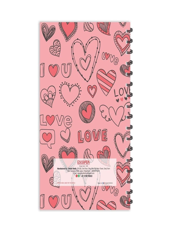 ESCAPER Baby Pink Love with Hearts Ruled A5 Size 5.5 x 8.5 inch Notebook | Diary for Office | Diary for Gift | Diary for Men | Diary for Women - Image 2