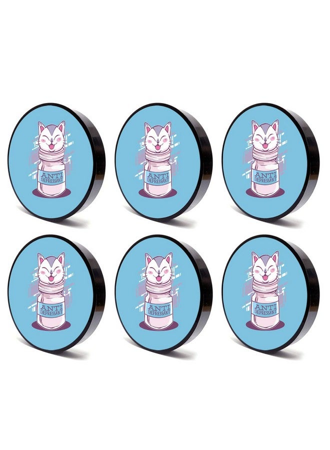 Tinywalk cat Coaster Wooden Printed Coaster (4X4) inch Set of 6 Pieces - Image 2
