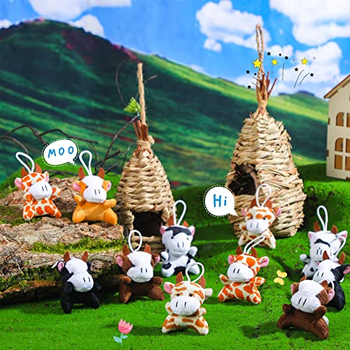 Aoriher 24 Pcs Mini Cow Plush Toys 315 Inch Operation Christmas Stuffed Animal Bulk for Kids Kawaii Farm Cow with Detachable Chain for Keychain Backpack Birthday Fillers School Prizes Reward - Image 5