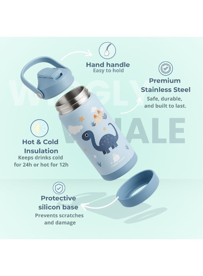 WigglyWhale Stainless Steel Water Bottle for Kids - Leak Proof Kids Water Bottle for School - 550ML BPA-Free Kids Water Bottle with Straw, Double Wall for Hot & Cold Liquids - Image 4