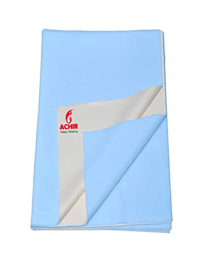 ACHIR Waterproof Cotton Dry Sheet/Bed Protector/Absorbent Mat Large, 100 cm x 140 cm, Sky Blue - Image 1