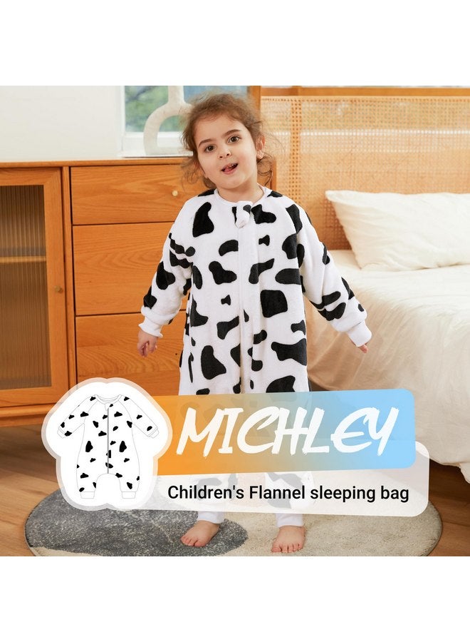 ميتشلي كيس نوم للأطفال من الفلانيل من MICHLEY، بيجامات للجنسين، بأكمام طويلة وسحاب، كيس نوم قابل للارتداء لفصل الخريف والشتاء للأولاد والبنات، لون البقرة، من 9 إلى 18 شهرًا، مقاس 80 - Image 2