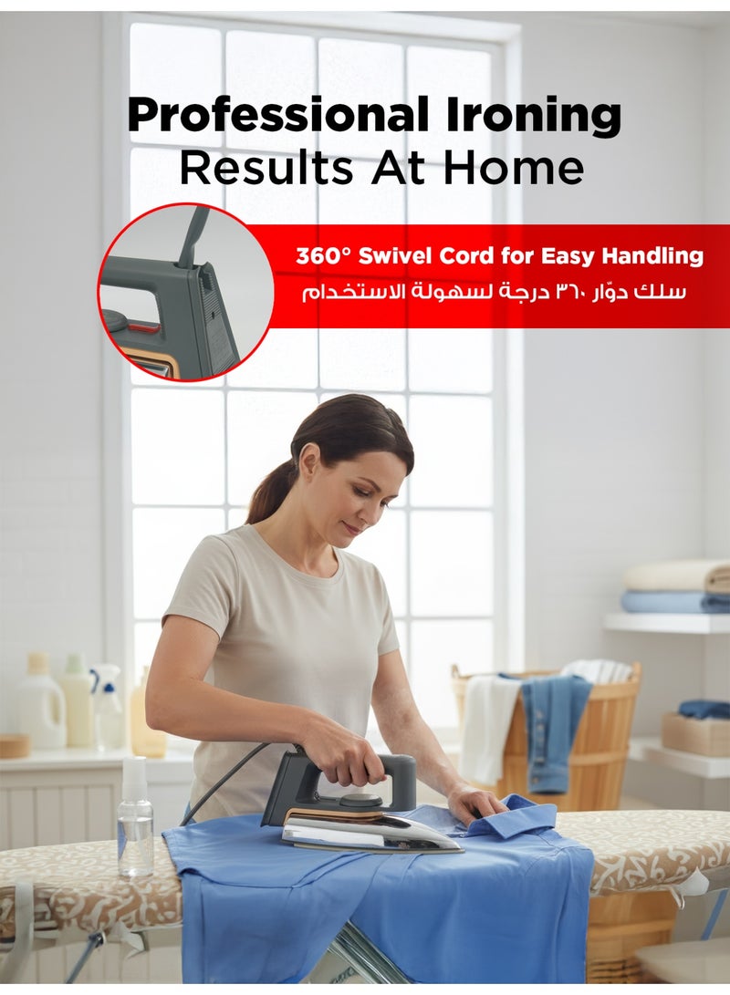 Fast Track Automatic Dry Iron, 1200W, Golden Ceramic Soleplate, Auto Cut-Off, Adjustable Temperature, 2-Year Warranty - Image 4