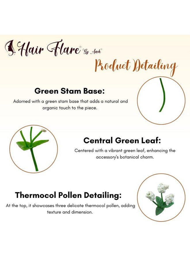 توهج الشعر تصفيف الشعر بأناقة لا مثيل لها: دبوس شعر أخضر مع ثلاثة حبوب لقاح بيضاء من ثيرموكول، لا يحتاج إلى مشابك، سهل التصفيف، مثالي لإكسسوارات الشعر متعددة الاستخدامات والأنيقة_2707 - Image 3