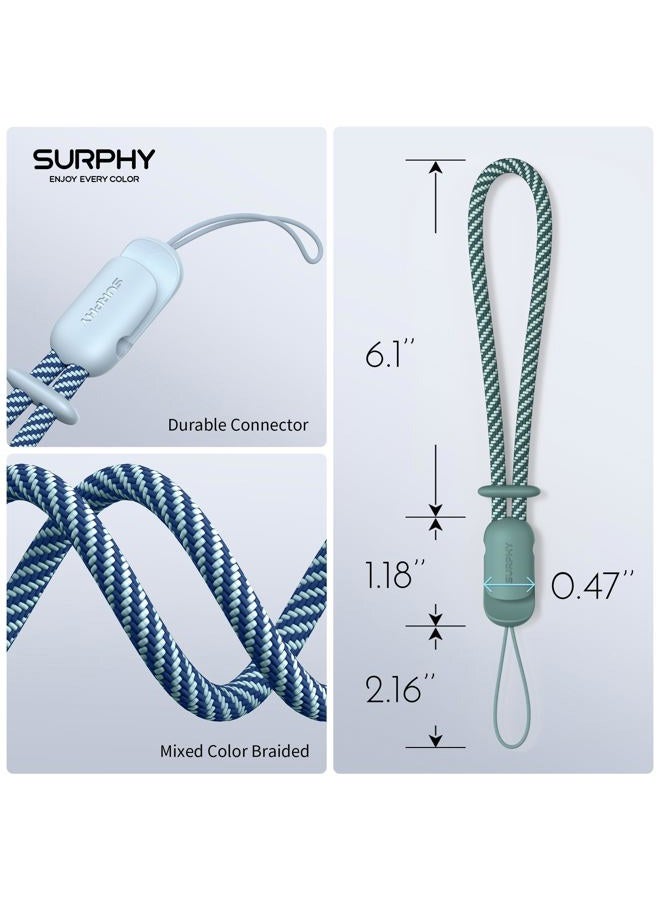 SURPHY حبل عنق مزدوج 2 حزمة، حزام هاتف، حبل قابل للتعديل مع جديلة بلونين، حزام معصم لآيربودز، علبة، كاميرا موبايل - Image 3
