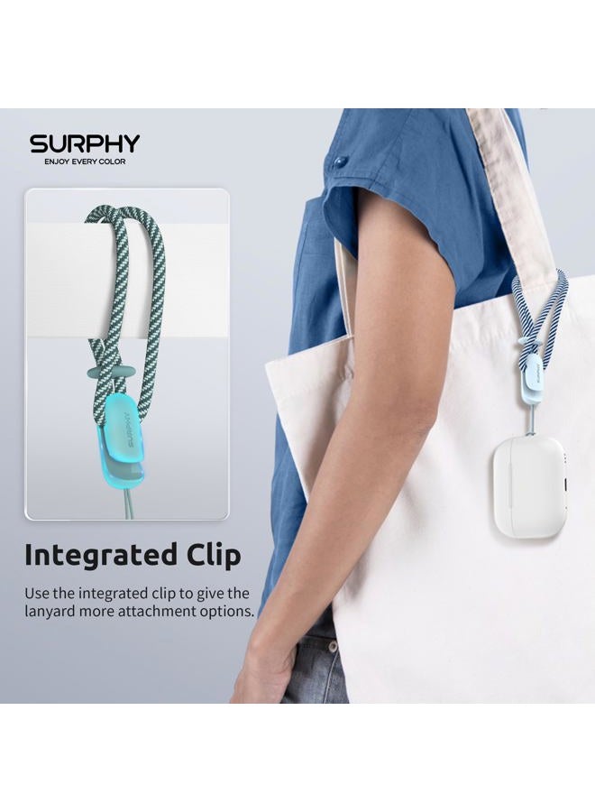 SURPHY حبل عنق مزدوج 2 حزمة، حزام هاتف، حبل قابل للتعديل مع جديلة بلونين، حزام معصم لآيربودز، علبة، كاميرا موبايل - Image 4