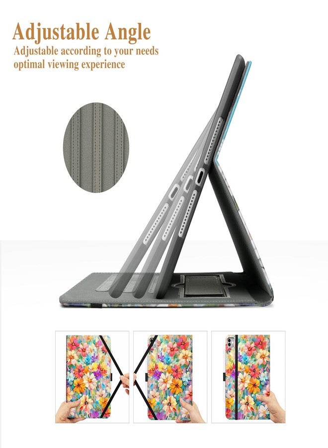 Vimorco Leather Case for iPad Air 4th/5th 10.9, for iPad Air 11 6th M2, for iPad Pro 11 inch 4th/3rd/2nd/1st Generation Cover,Pencil Holder&Handle&Pocket,Multiple Stand Protector, Oil Painting Flowers - Image 5