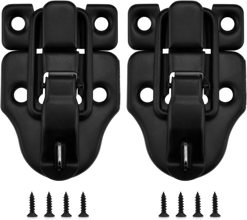 UBANU Toggle Hasp Latches Hardware with Hardening Screws, 2 Pack Black Classical Duckbilled Tool Box Buckle Latch Locks Replacement for Cabinet, Guitar Case, Chest, Jewelry Box, Ordinary Wooden Box - Image 1