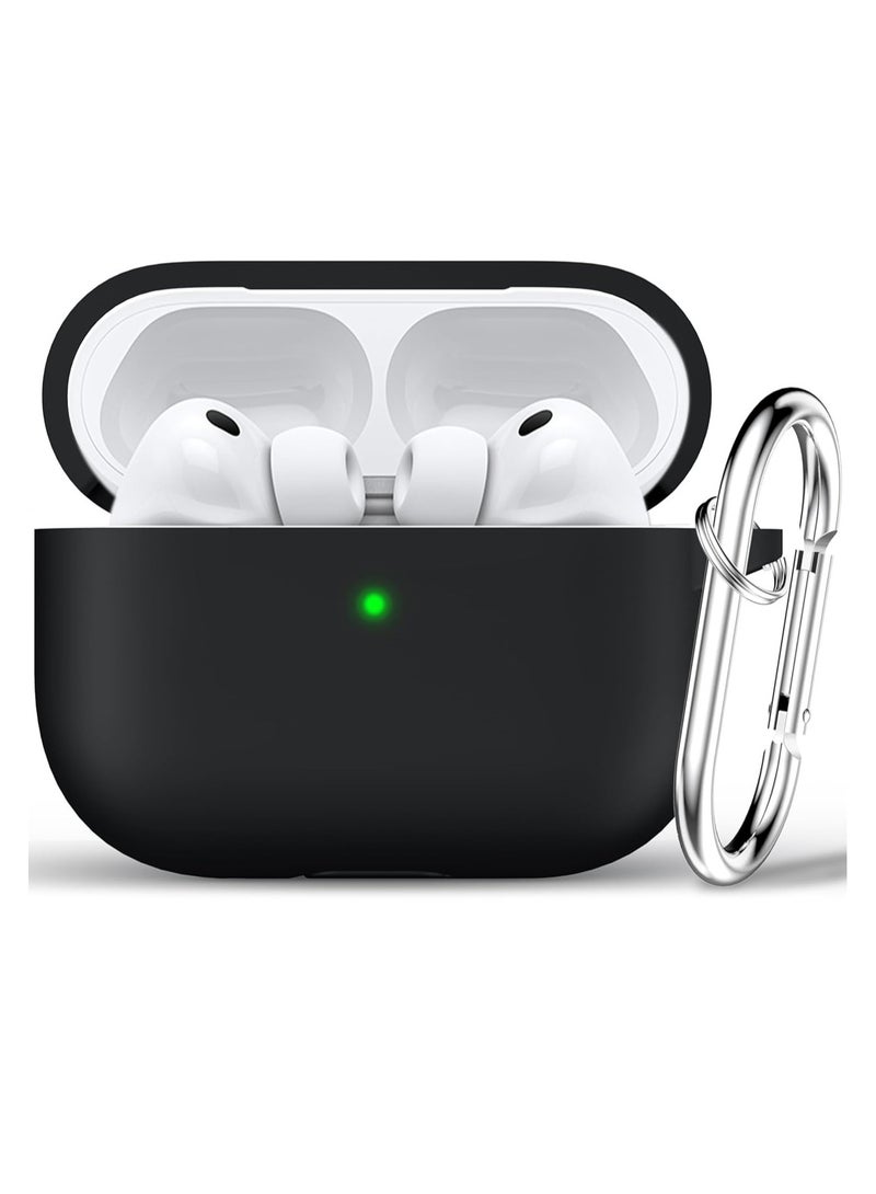 Denx AirPods Pro 3 Case (2025), Soft Silicone Protective Case Cover Compatible with Apple AirPods Pro 3rd Generation (USB-C Cable), (Black) - Image 1