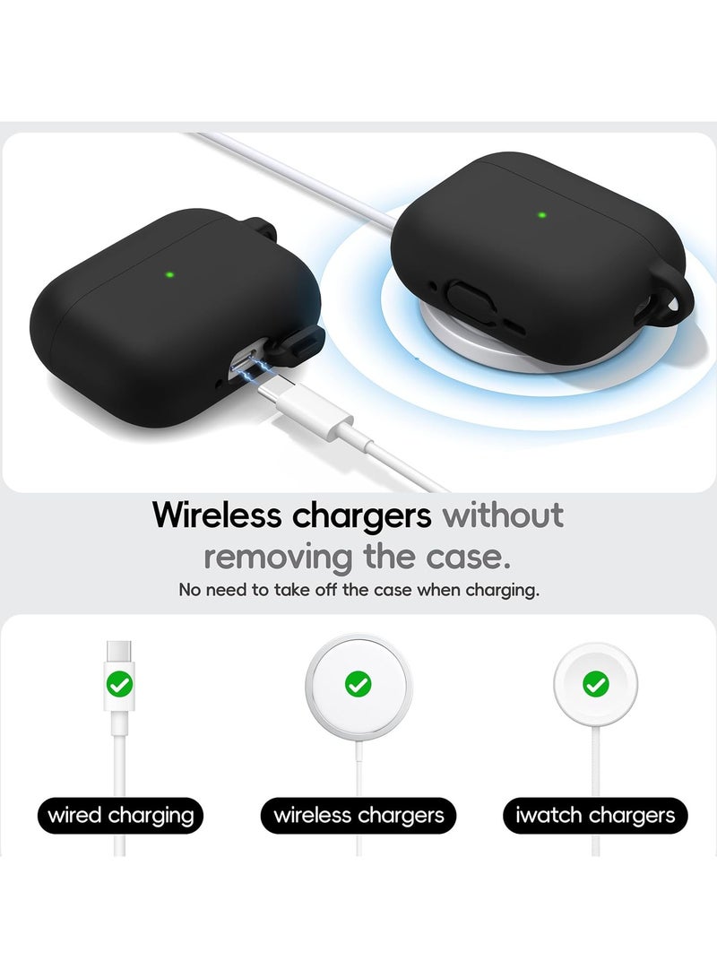 Denx AirPods Pro 3 Case (2025), Soft Silicone Protective Case Cover Compatible with Apple AirPods Pro 3rd Generation (USB-C Cable), (Black) - Image 3