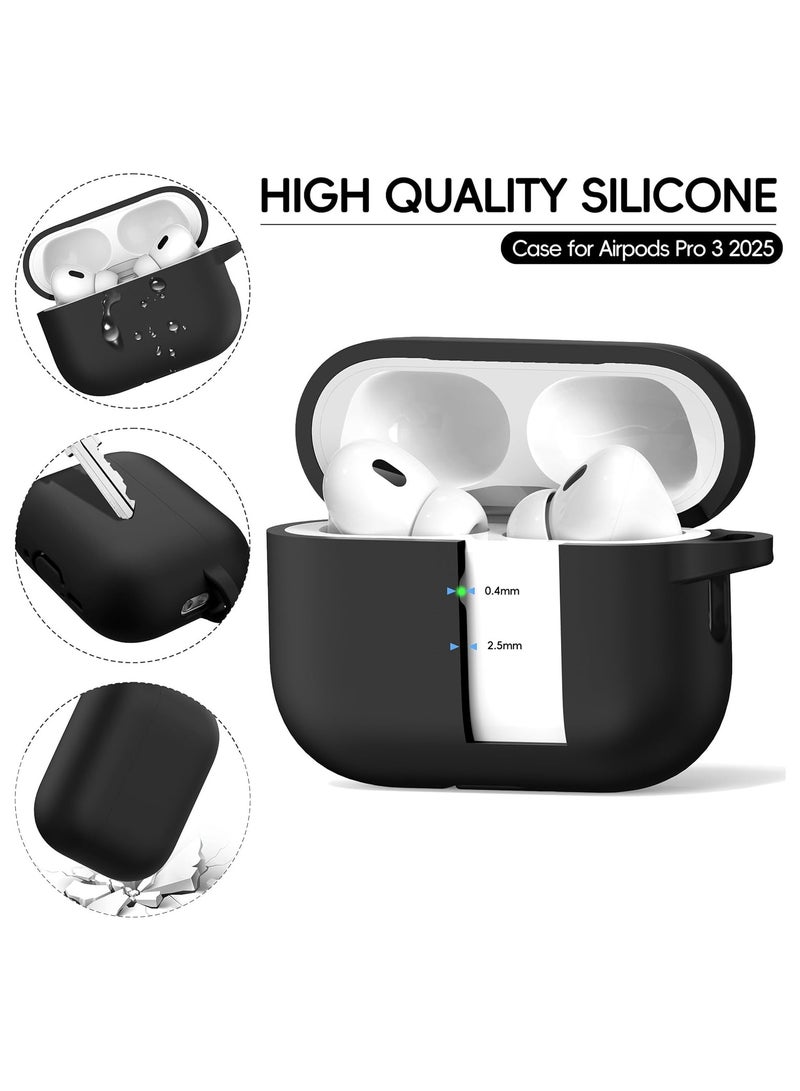 Denx AirPods Pro 3 Case (2025), Soft Silicone Protective Case Cover Compatible with Apple AirPods Pro 3rd Generation (USB-C Cable), (Black) - Image 4