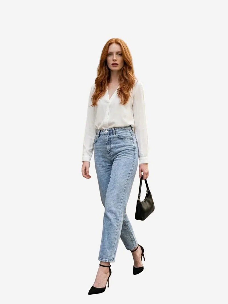 MY FASHION High Waist Slim Fit Denim Pants