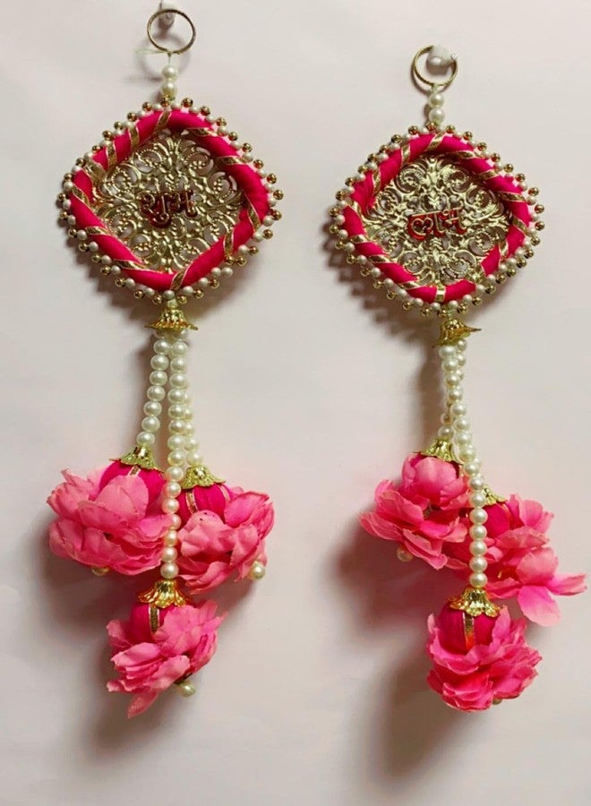 Anishop Ethnic Handmade Shubh Labh, Flower Hanging, Best for Home Decor/Diwali Etc (Handmade) (Pack of 2) Pink - Image 3