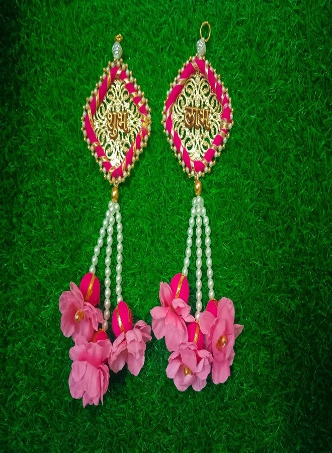 Anishop Ethnic Handmade Shubh Labh, Flower Hanging, Best for Home Decor/Diwali Etc (Handmade) (Pack of 2) Pink - Image 2
