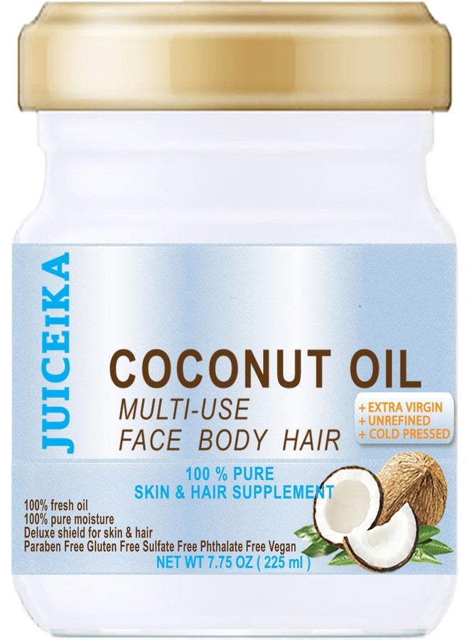 Juiceika COCONUT OIL Pure EXTRA VIRGIN UNREFINED COLD PRESSED 7.75 Fl.oz 225 ml for Face, Skin, Hair, Lip, Nails - Image 1