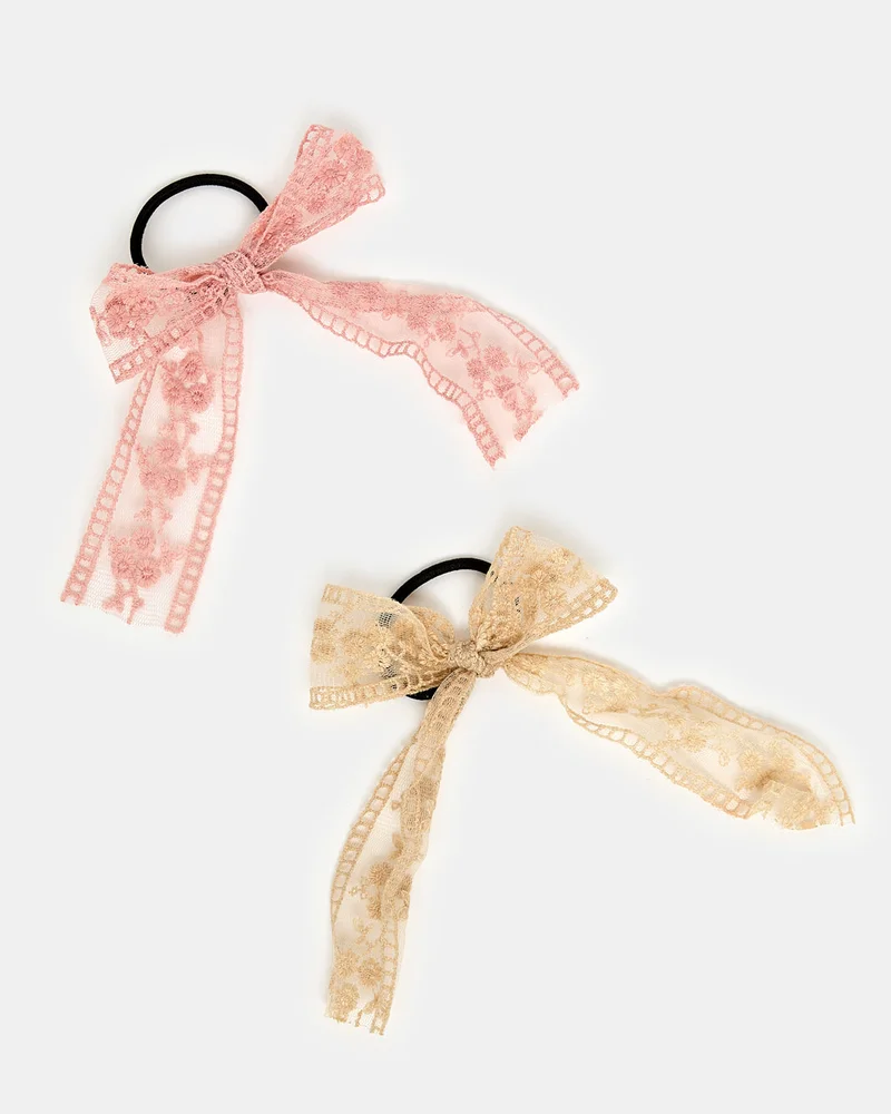 REDTAG Girls Assorted Embellished Hair Tie (2 Piece)