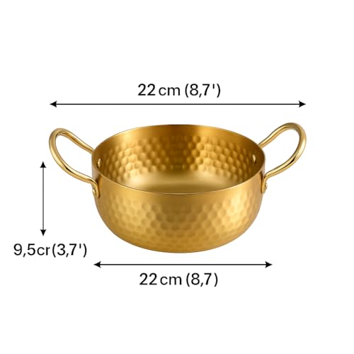 Snevad Pure Kadai Handmade Heavy Hammered Kadhai with Kalai 100% Kadai for Gas Stove Indian Cooking Healthy Non Toxic Pital Kadhai for Frying, Sabzi, Curry, Serving Traditional Brass Utensil - Image 3