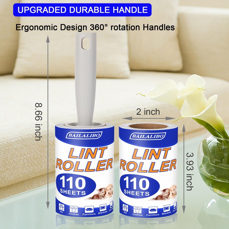 BAILALIBO Lint Rollers for Pet Hair Extra Sticky, 660 Sheets Mega Value Set with 3 Handles 6 Refills, Lint Remover for Clothes, Furniture, Dog, Cat, Carpet - Image 3