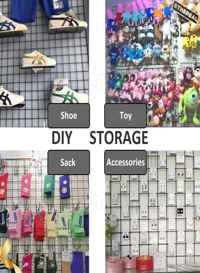 NAYAB DIY Multifunction Metal Grid Wall Mounted Ins Mesh Art & Craft Photo Display Organizer Panel, Memo Bulletin Board (65 x 45 cm) - Image 3