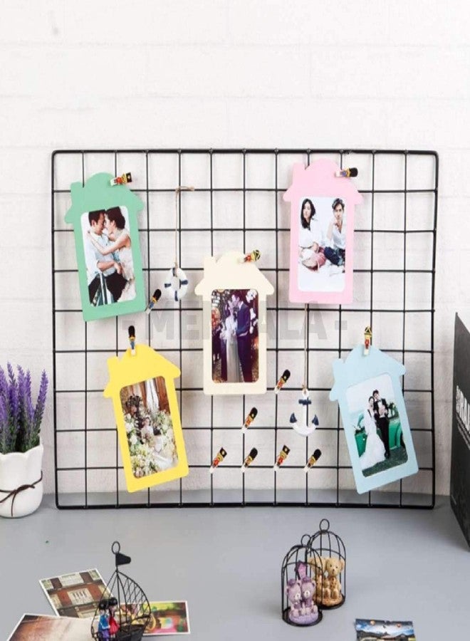 NAYAB DIY Multifunction Metal Grid Wall Mounted Ins Mesh Art & Craft Photo Display Organizer Panel, Memo Bulletin Board (65 x 45 cm) - Image 1