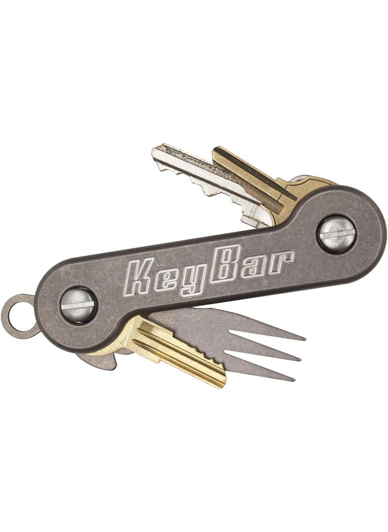 KeyBar KeyBar Stonewashed Titanium USA Made Key Organizer EDC Tool  Everyday Carry Compact Key Holder MultiTool and Keychain Organizer with Pocket Clip Holds up to 12 Keys  - Image 2