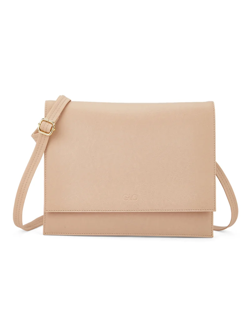 globus Globus Women Light Beige Vegan Leather Solid Sling Bag With Detachable Strap