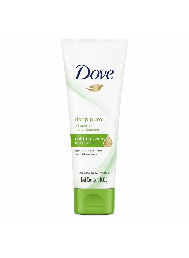 DOVE Deep Pure غسول للوجه 100 جم - غسول لتنظيف البشرة وإزالة الشوائب والزيوت الزائدة للاستخدام اليومي