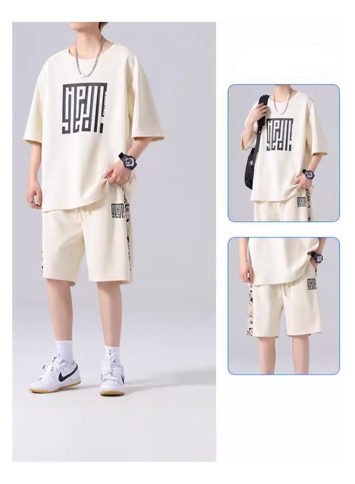Men's Summer Fashion Casual Print Sports Short sleeved Shorts Set  - Image 1