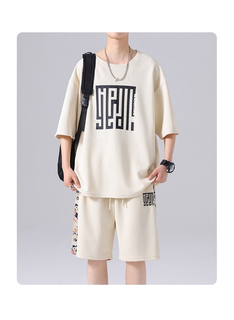 Men's Summer Fashion Casual Print Sports Short sleeved Shorts Set  - Image 2