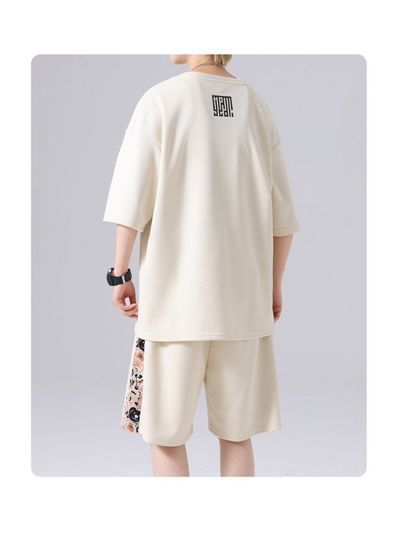 Men's Summer Fashion Casual Print Sports Short sleeved Shorts Set  - Image 3