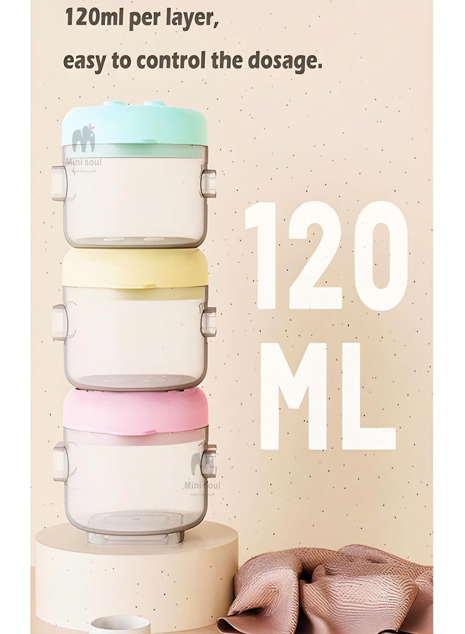 MINI SOUL 3 Pcs Transparent Food Container for Baby, Cover Lid Stackable Milk Container, BPA Free Food Grade Material, Portable Snack Container for Infants, 120ml each (Pack of 3, Multicolor) - Image 3