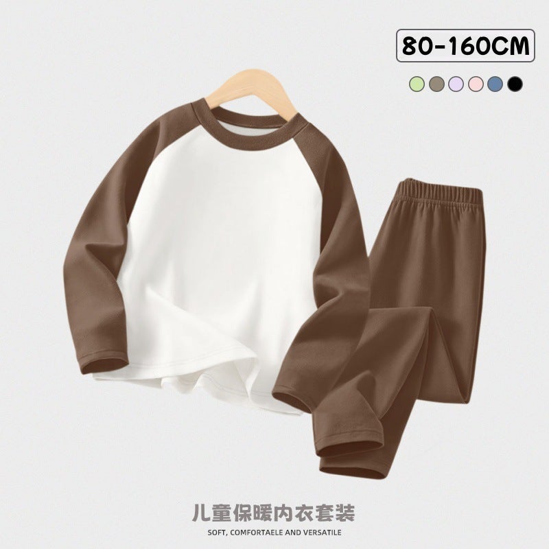 Boys And Girls Pajamas Velvet Inner Wear Children'S Autumn Clothes And Pants Thermal Underwear Suit Home Clothes - Image 1