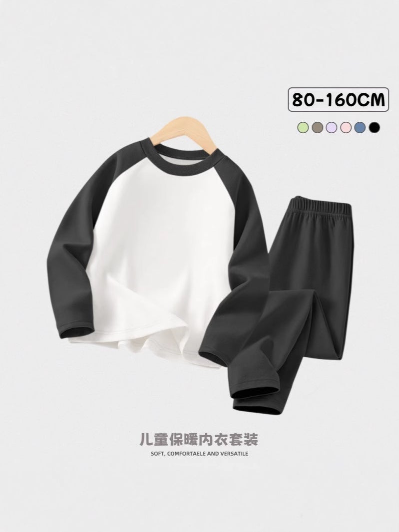 Boys And Girls Pajamas Velvet Inner Wear Children'S Autumn Clothes And Pants Thermal Underwear Suit Home Clothes - Image 2