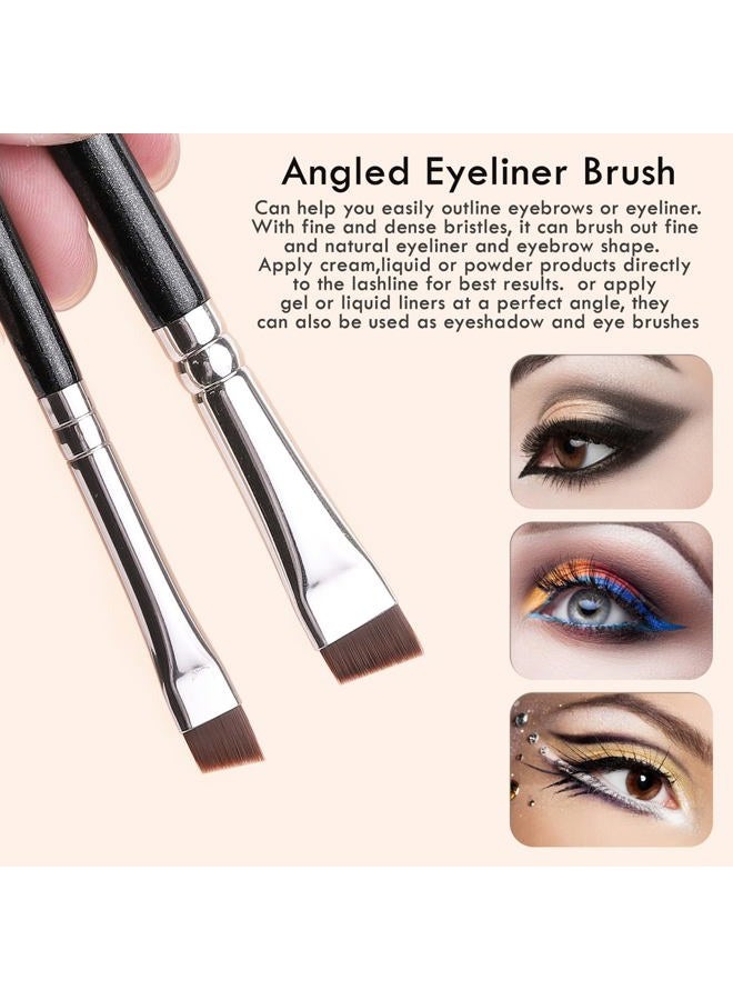 KingMas 7pcs Eyeliner Brush Set, Angled Flat Gel Eye Liner Makeup Brushes, Ultra Thin Liner Brush, Fine Point Eyeliner Brushes for Women Girls - Image 2