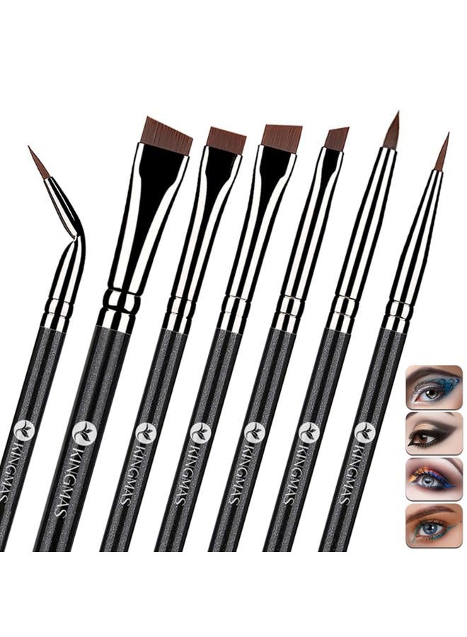 KingMas 7pcs Eyeliner Brush Set, Angled Flat Gel Eye Liner Makeup Brushes, Ultra Thin Liner Brush, Fine Point Eyeliner Brushes for Women Girls - Image 1