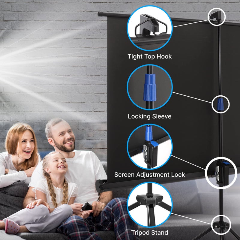 Pyle 60 Inch Portable Projector Screen with Tripod Stand â€“ Fold Out Roll Up, HD Premium 16:9 Aspect Ratio, Matte Viewing Surface for Indoor and Outdoor Use, Perfect for Home, Office and Presentations - Image 5