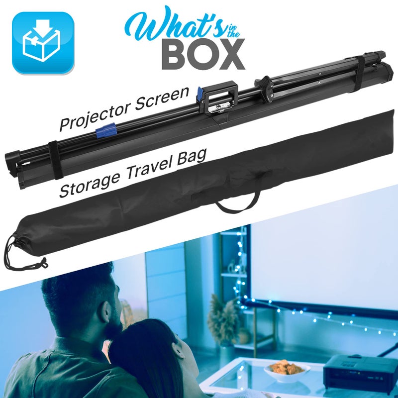 Pyle 60 Inch Portable Projector Screen with Tripod Stand â€“ Fold Out Roll Up, HD Premium 16:9 Aspect Ratio, Matte Viewing Surface for Indoor and Outdoor Use, Perfect for Home, Office and Presentations - Image 2