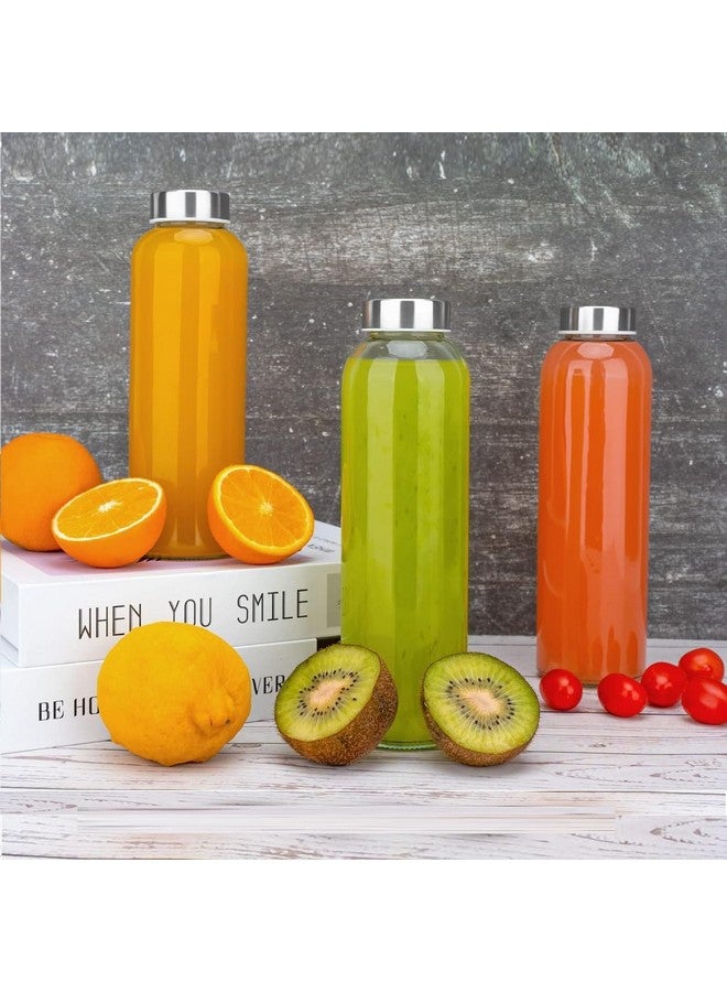 Brezzycloud Glass Fridge Water Bottle with Steel Cap | Leak proof & detox water bottle glass | Wide mouth & Easy to Clean | Best Usage for Office/School/College | Set of 2, 800ml | Clear - Image 3