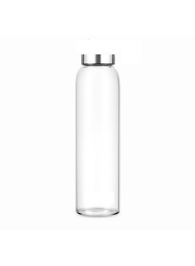 Brezzycloud Glass Fridge Water Bottle with Steel Cap | Leak proof & detox water bottle glass | Wide mouth & Easy to Clean | Best Usage for Office/School/College | Set of 2, 800ml | Clear - Image 4