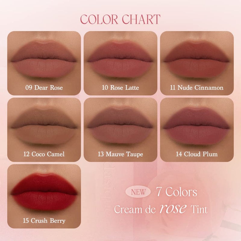dasique Cream De Rose Tint (15 Crush Berry) | AMAZON US ONLY | Velvet Cream Matte Lip Stain, Infused with Rose Water | Vegan - Image 3