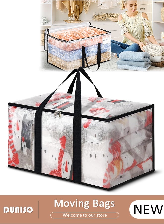 DUNISO Large Clear Moving Bags, Oversized Storage Bag with Backpack Straps, Double Zippers,Storage Totes For Space Saving, Fold Flat, Alternative to Moving Box, Sturdy Carrying Handles for Travel,College Moving Supplies,Bedding,Clothes  - Image 1