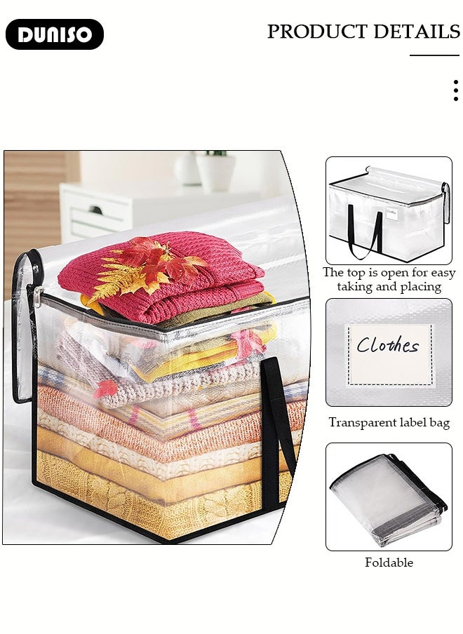 DUNISO Large Clear Moving Bags, Oversized Storage Bag with Backpack Straps, Double Zippers,Storage Totes For Space Saving, Fold Flat, Alternative to Moving Box, Sturdy Carrying Handles for Travel,College Moving Supplies,Bedding,Clothes  - Image 3