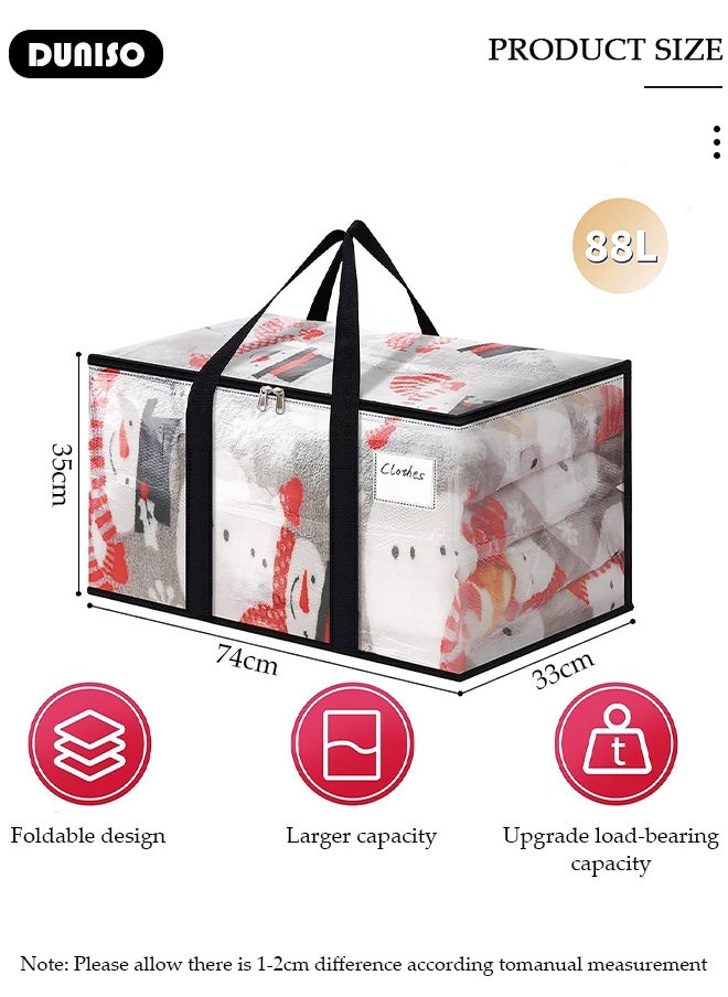 DUNISO Large Clear Moving Bags, Oversized Storage Bag with Backpack Straps, Double Zippers,Storage Totes For Space Saving, Fold Flat, Alternative to Moving Box, Sturdy Carrying Handles for Travel,College Moving Supplies,Bedding,Clothes  - Image 2