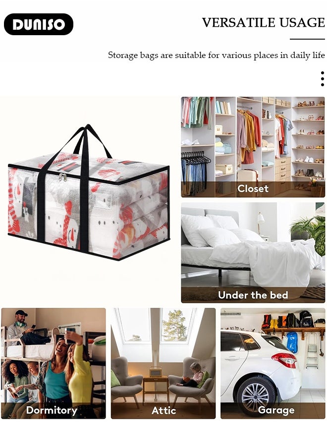 DUNISO Large Clear Moving Bags, Oversized Storage Bag with Backpack Straps, Double Zippers,Storage Totes For Space Saving, Fold Flat, Alternative to Moving Box, Sturdy Carrying Handles for Travel,College Moving Supplies,Bedding,Clothes  - Image 5