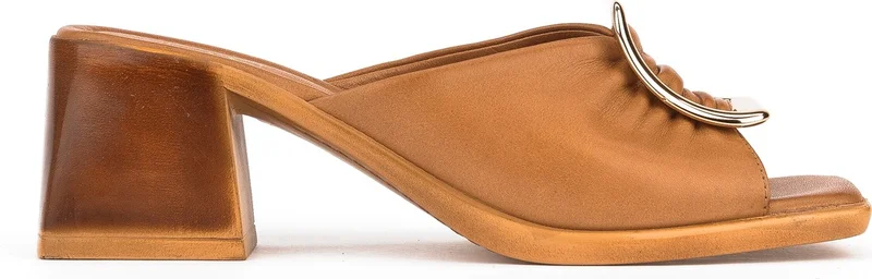 Ziya Women's Leather Heeled Slippers 151992Z19008 Tan