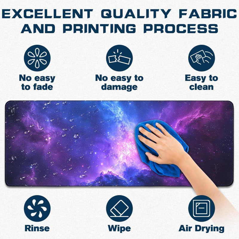 Yuhijoy Mouse Pad Gaming - Desk Mat for Keyboard and Mouse - Large Mouse Pads for Desk, Galaxy Space Gaming Mousepad with Non-Slip Base, Desks Pad (31.5" X 11.8") for Game, Office and Home - Image 3