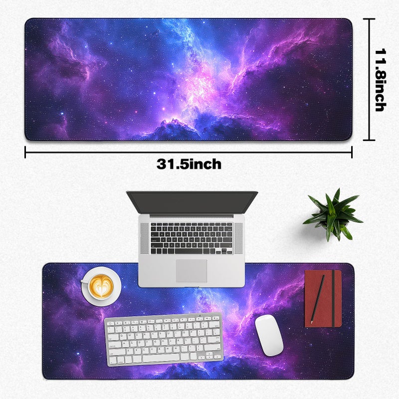 Yuhijoy Mouse Pad Gaming - Desk Mat for Keyboard and Mouse - Large Mouse Pads for Desk, Galaxy Space Gaming Mousepad with Non-Slip Base, Desks Pad (31.5" X 11.8") for Game, Office and Home - Image 5