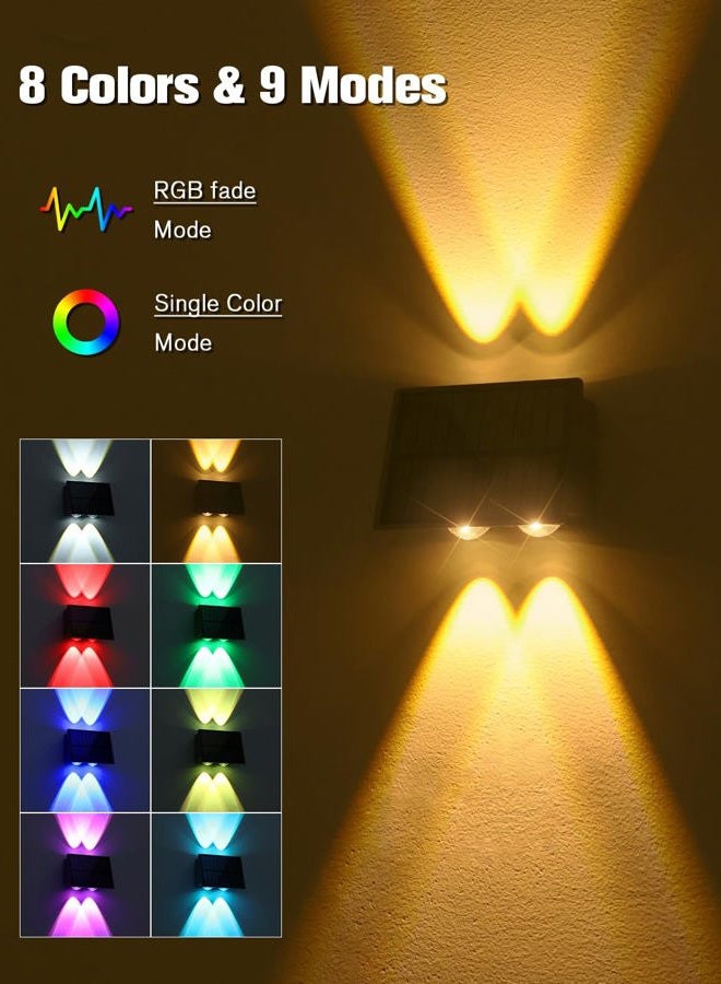 VOLISUN Solar Fence Lights 6 Pack, Color Glow LED Up and Down Wall Lights, IP65 Waterproof Solar Lights Outdoor for Patio, Backyard, Railing, Deck, Fence and Wall（2 Lenses） (12, 4 Lenses) - Image 5