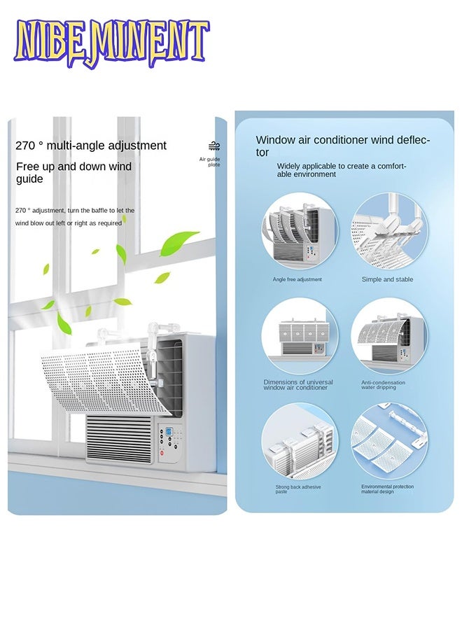 NIBEMINENT Universal Window AC Air Deflector, Air Conditioner Deflector,Window Air Conditioner Vent Deflector,270°Multi-Direction Airflow Control,Prevent Cold Air from Blowing Directly Into, 18x8 Inches - Image 4
